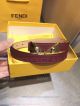 AAA Fake Fendi Wine Leather Belt For Women - Gold Buckle With Diamond (3)_th.jpg